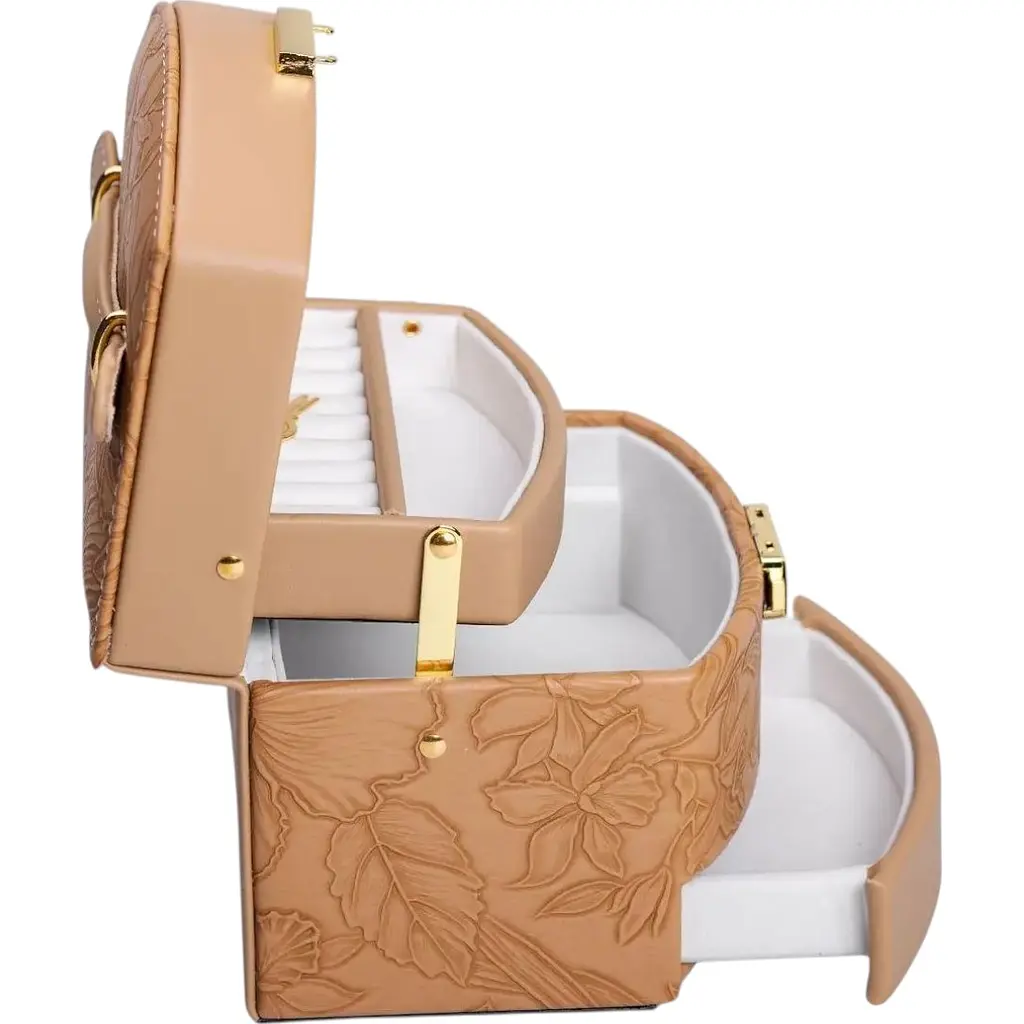 Кейс-шкатулка для украшений Yiwu с замком 15.5х11.5х11.5 см коричневый HP-5-23BR - фото 4