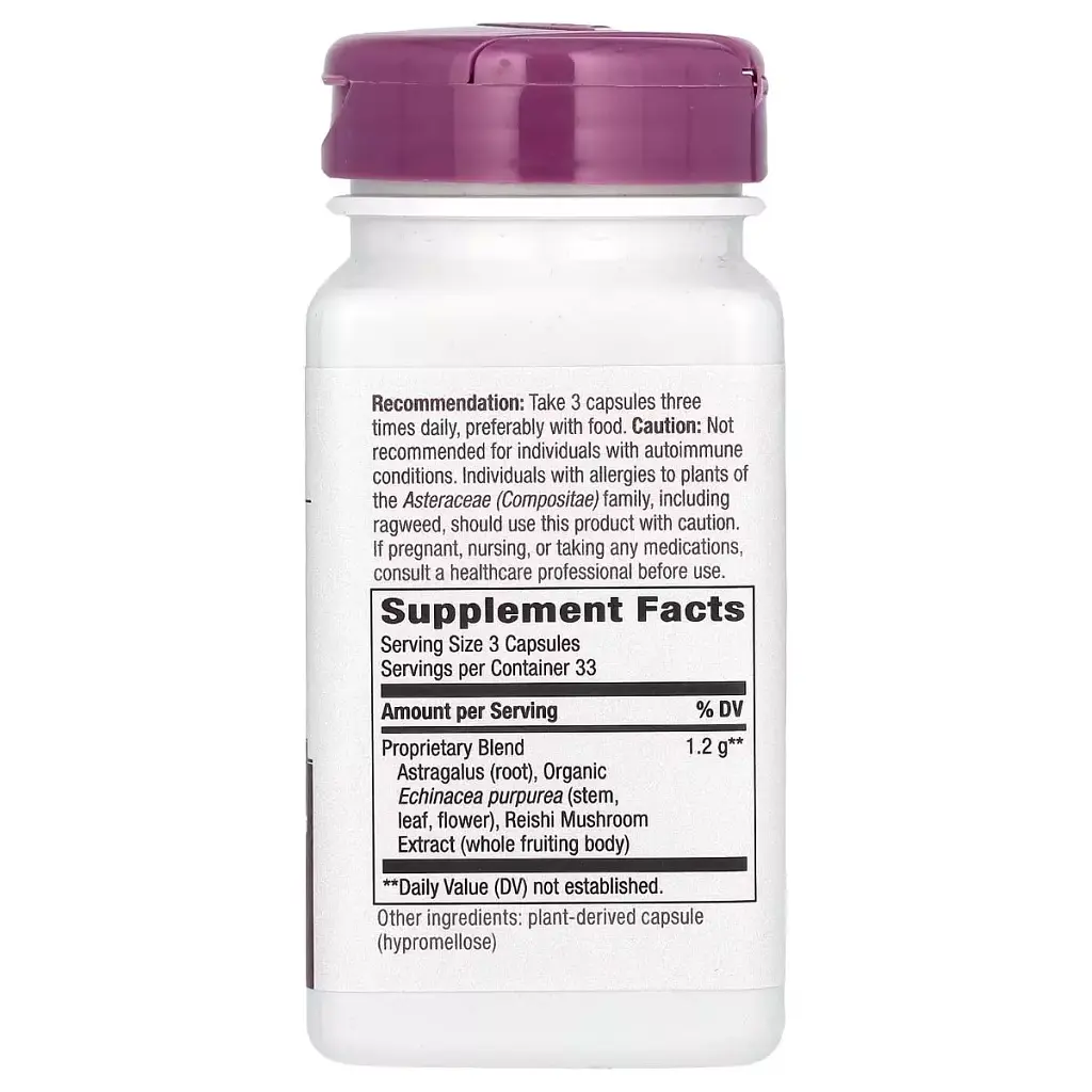 Эхинацея, астрагал и рейши Nature's Way Echinacea Astragalus&Reishi 1200 мг 100 вегетарианских капсул - фото 2