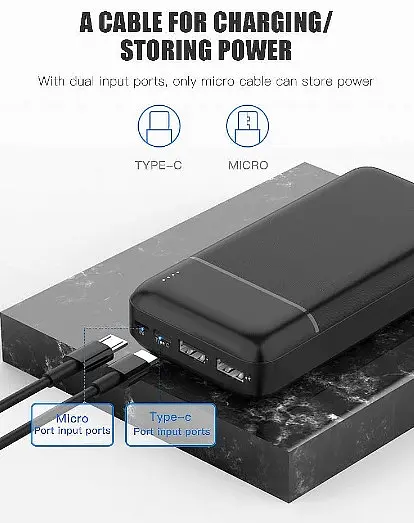 Зовнішній акумулятор Platinet 20000 mAh PMPB20W706B Чорний - фото 6