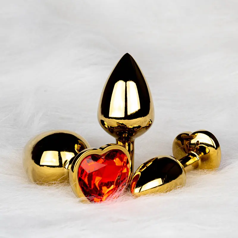 Металева анальна пробка Heart Gem, розмір M колір: золотистий/червоний Ouch! (Нідерланди) Ouch! OU492999 103127 - фото 2