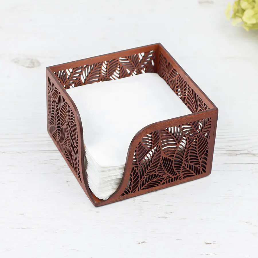 Дерев'яна серветниця VANZA LEAF mahogany - L (21 см) - фото 4