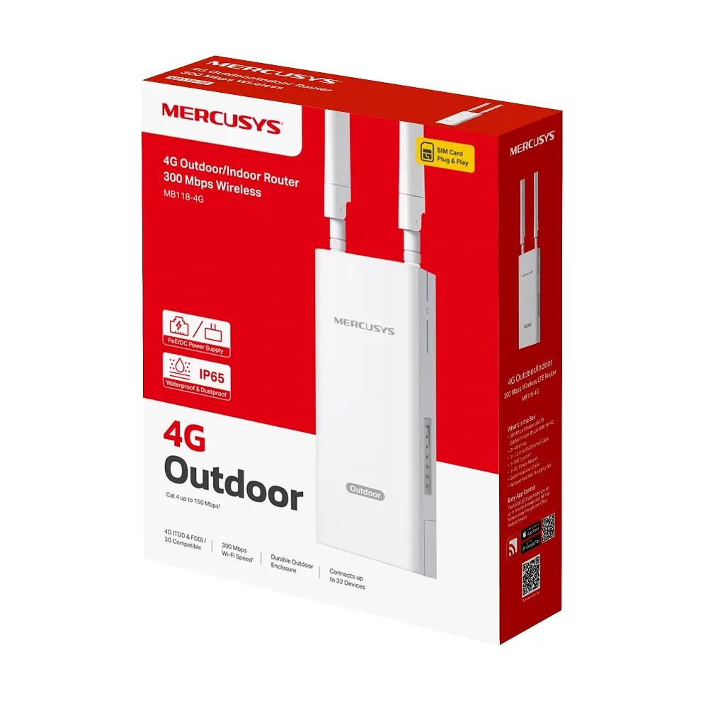 Mercusys Маршрутизатор MB118-4G N300, 4G/LTE, 1xFE LAN, outdoor - фото 10