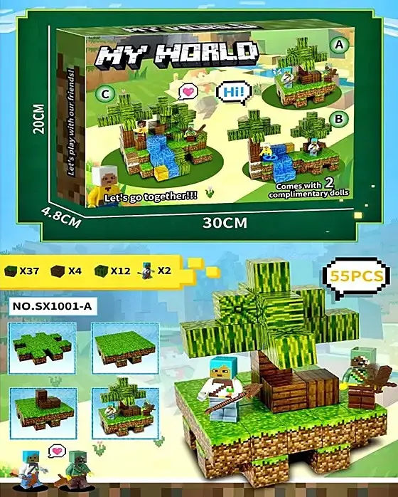 Магнітний конструктор "Minecraft" SX1001-A 55 елементів в коробці (6978272541009) - фото 2