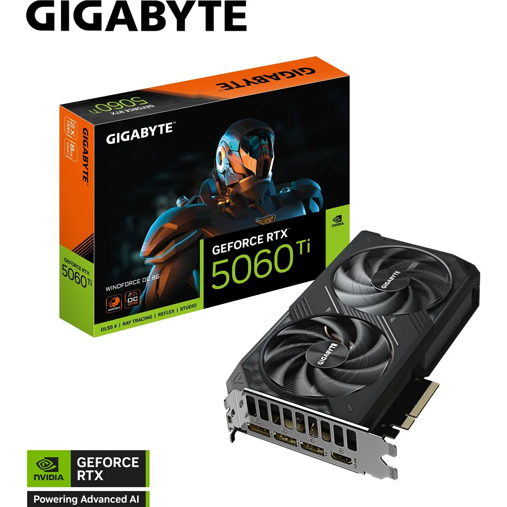 Видеокарта GIGABYTE GeForce RTX5060Ti 8Gb WINDFORCE OC (GV-N506TWF2OC-8GD) - фото 8
