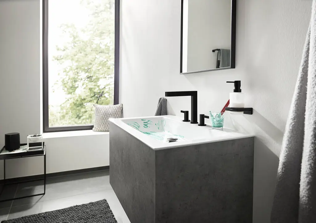 Смеситель для умывальника Hansgrohe Finoris 160 на 3 отверстия с донным клапаном Push-Open белый матовый 76034700 Белый матовый - фото 7