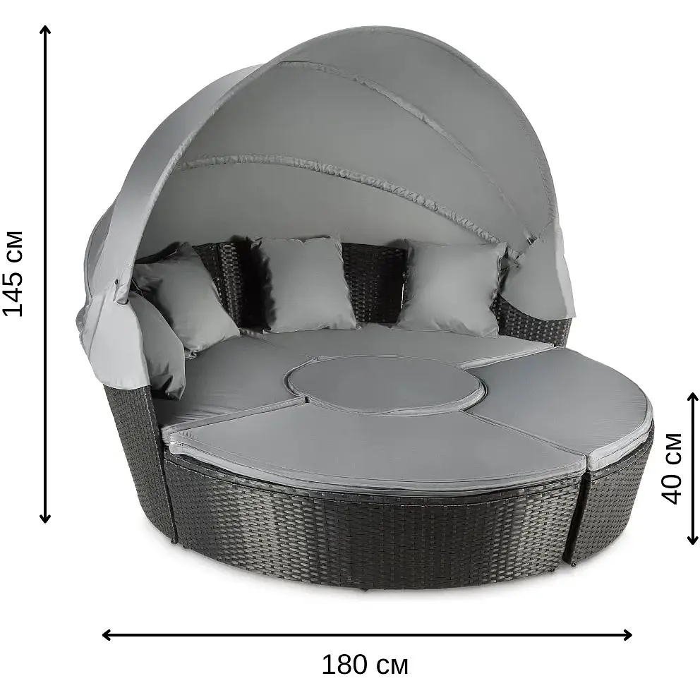 Садові меблі Outtec Round Lounge Chairs чорно-графітові - фото 10