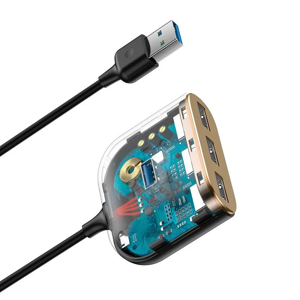 USB-хаб Baseus Square Round Box 4-Port USB-A Black 1м (CAHUB-AY01) [77938] - фото 5