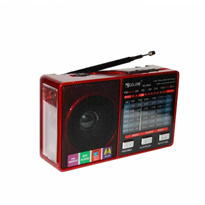 Радіоприймач колонка з радіо- та ліхтариком FM USB MicroSD Golon RX-8866 на акумуляторі Червоний - фото 2