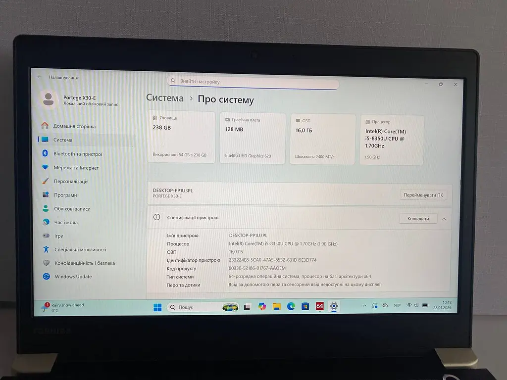 Ноутбук Toshiba PORTEGE X30-E 13.3" (i5-8350U / 16GB / SSD 256GB / 1920x1080 IPS) Refurbished - фото 3