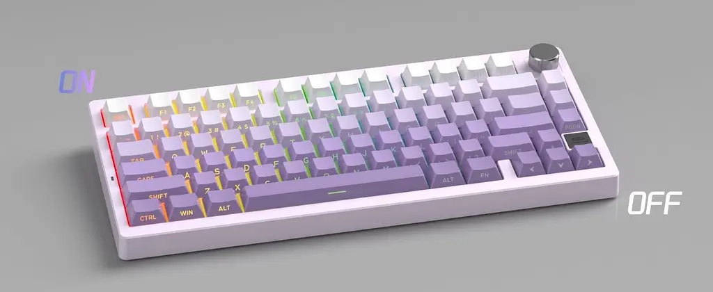 Клавіатура MageGee Light 75 RGB Purple Bird Switch Wireless (6971969728813) White/Purple (G-000003943) - фото 3