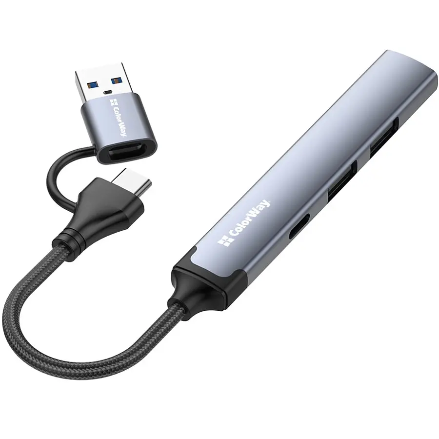 Хаб USB СolorWay USB-A/USB-C 4-в-1 USB2.0х2/USB3.0/USB-C2.0 - фото 4
