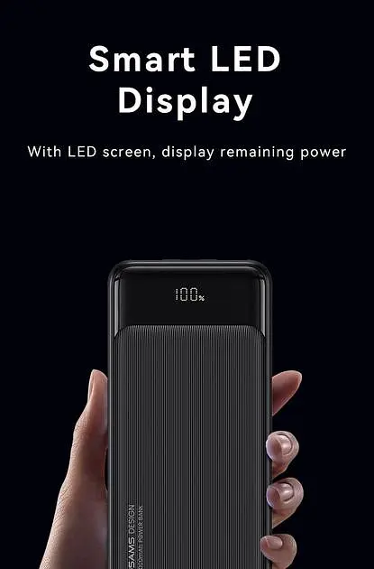 Power Bank Usams US-CD202 30000mAh 3 Ports Display black зовнішній акумулятор (6958444905617) - фото 6
