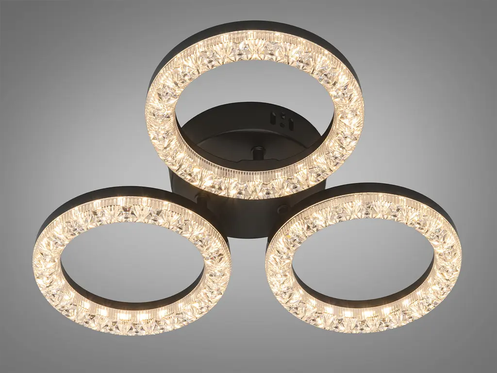 Стельова LED-люстра Diasha MX4770/3S BK, акрилові кільця, Ø40 см, 45 W - фото 2