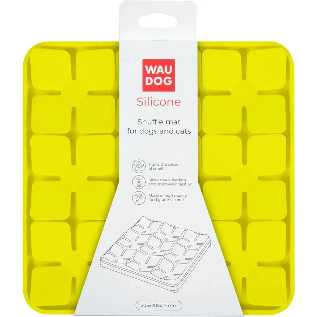 Миска-килимок для собак та котів Waudog Silicone для пошуку корму 205х205х17 мм жовтий - фото 3
