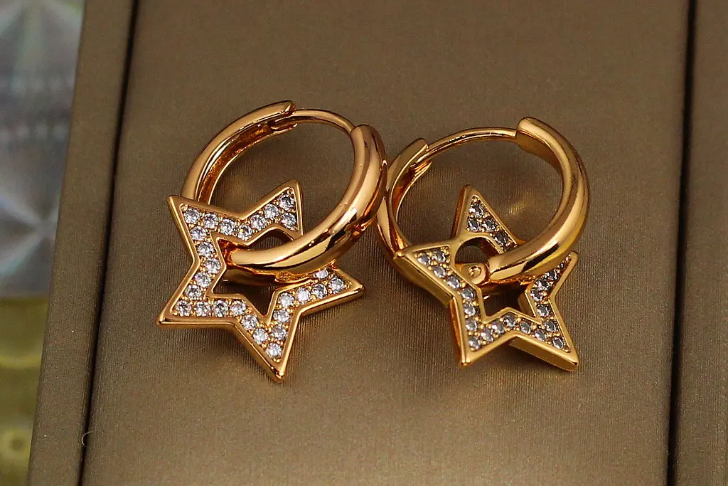 Сережки Xuping Jewelry зі зйомними зірками з фіанітів 2.5 см золотисті - фото 2