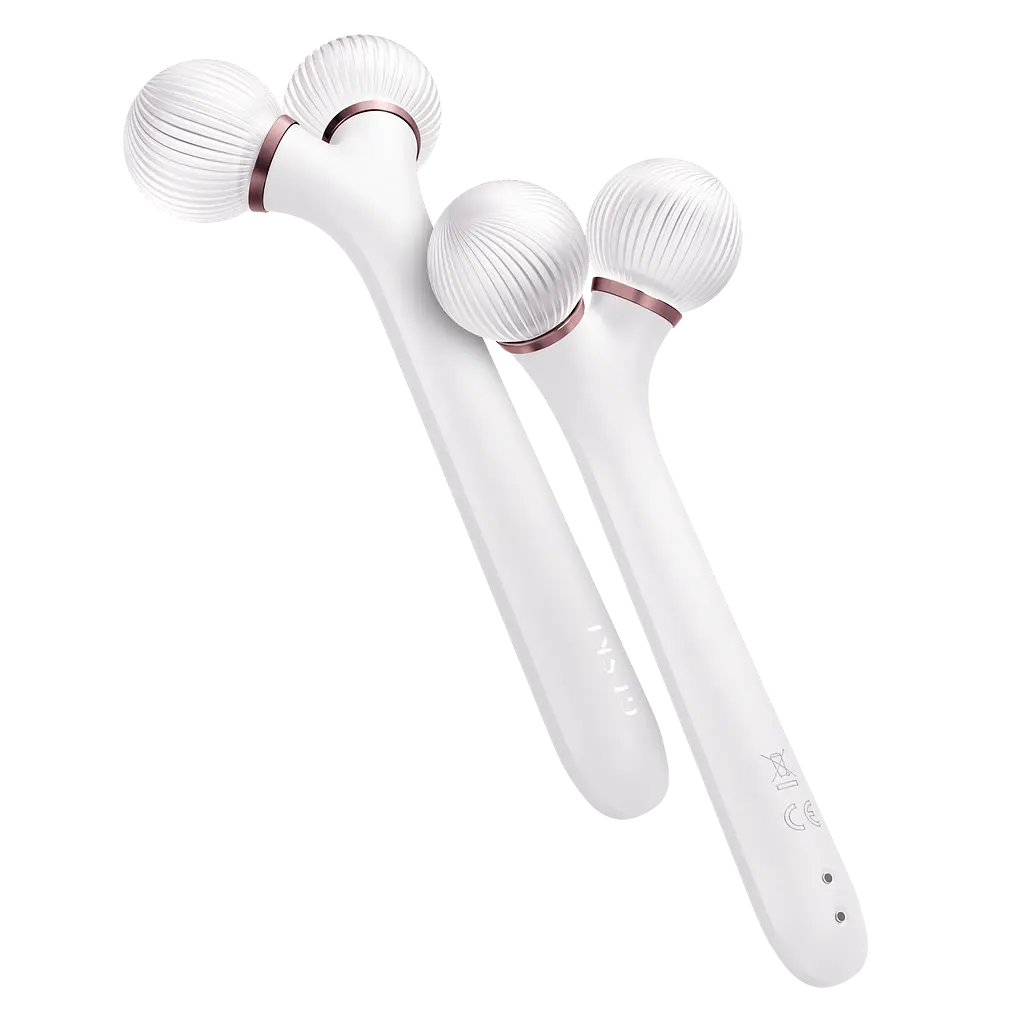 Електронний звуковий ролик для обличчя GESKE Sonic Facial Roller 4 в 1 пудровий - фото 3