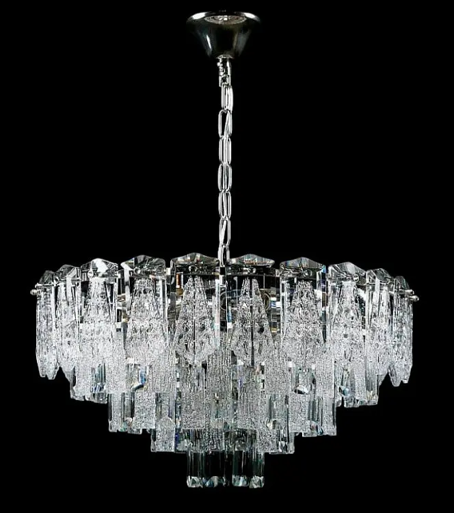 Люстра кришталева Splendid Ray L8532/600/12A, 12 ламп, Е14, хром/білий, висота 40-80 см, діаметр 62 см, сучасний стиль для дому - фото 2
