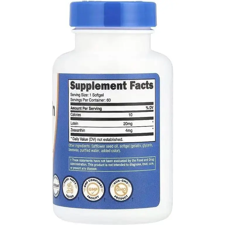 Зеаксантин з лютеїном Nutricost 60 гелевих капсул - фото 2