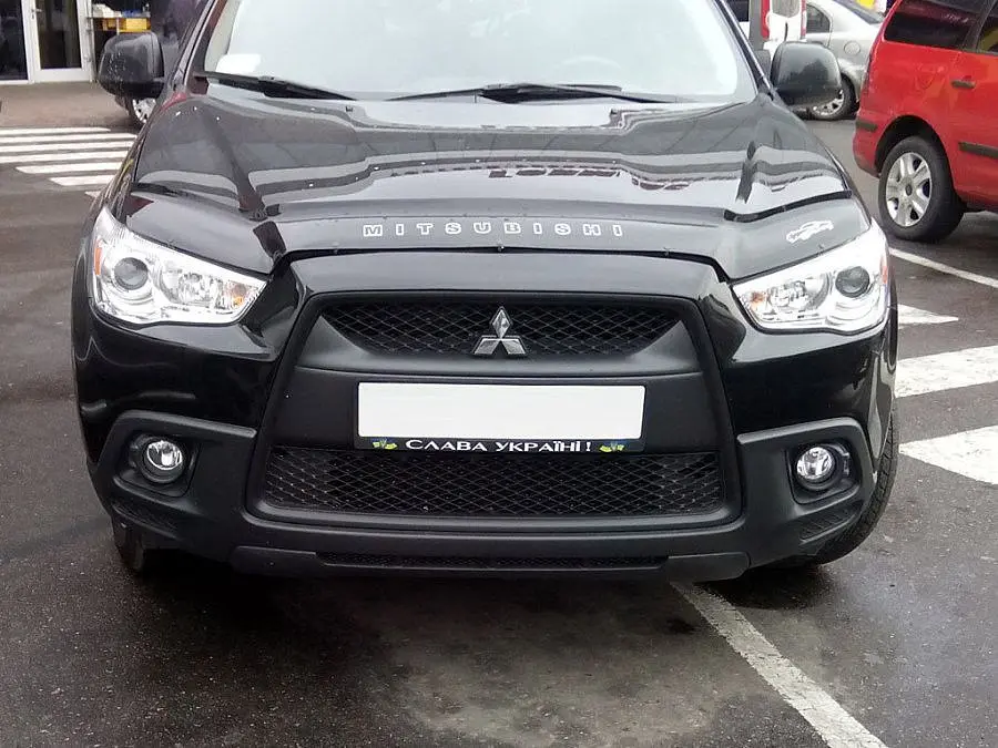 Дефлектор капота мухобойка Mitsubishi ASX 2010- Євро Кріплення (Voron Glass) MM30810 - фото 3