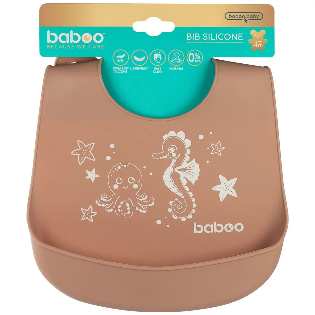 Нагрудник силіконовий Baboo Sea Life cacao (11-019) - фото 4