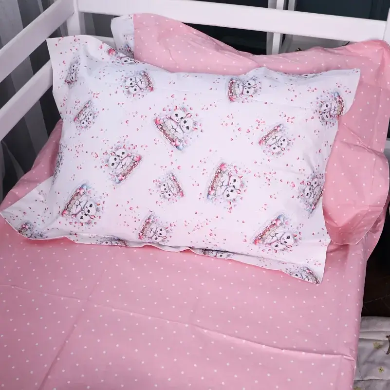 Наволочка MirSon Poplin Line Kids 04 Cats 45х45 см рожева (2200009714221) - фото 1