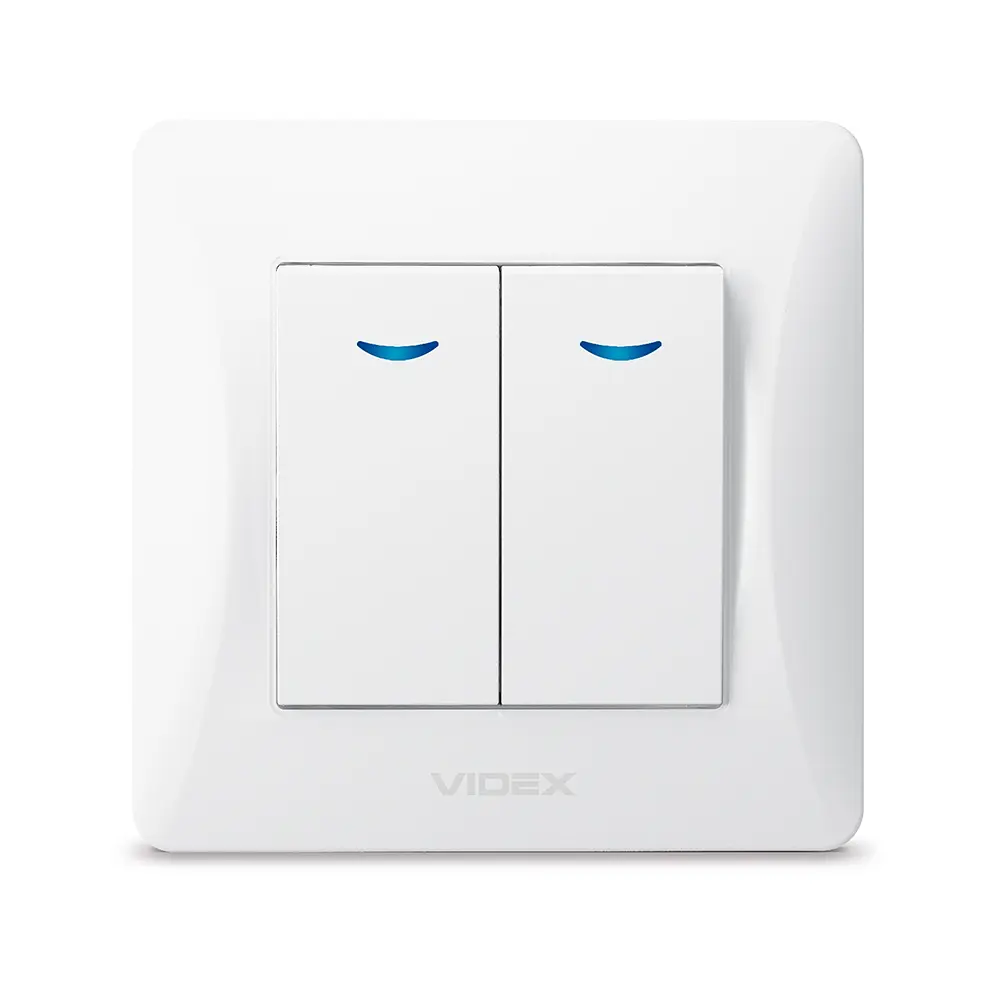 Вимикач двоклавішний Videx Binera з підсвіткою білий (VF-BNSW2L-W) - фото 2