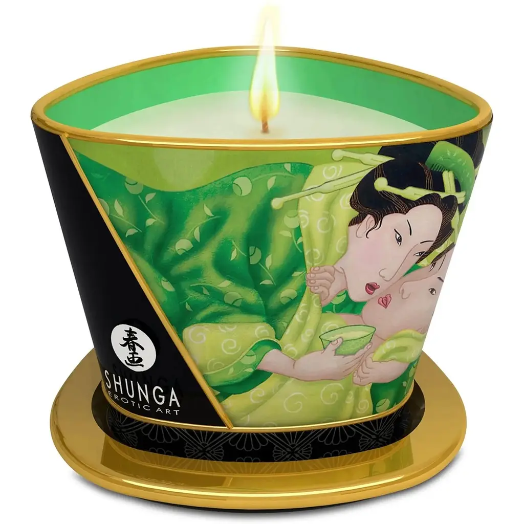 Масажна свічка Shunga Massage Candle зелений чай, 170 мл - фото 2
