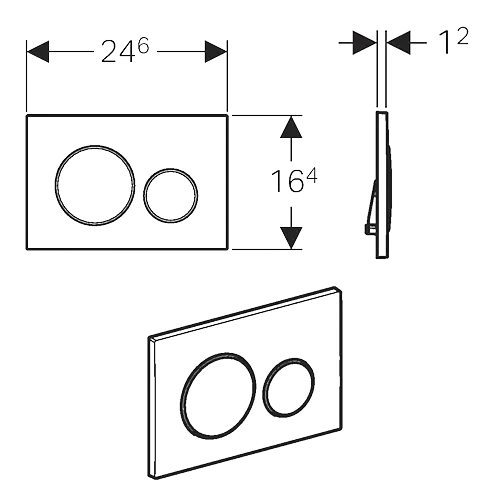 Клавіша змиву Geberit Sigma20 чорний 115.882.DW.1, Чорний - фото 2