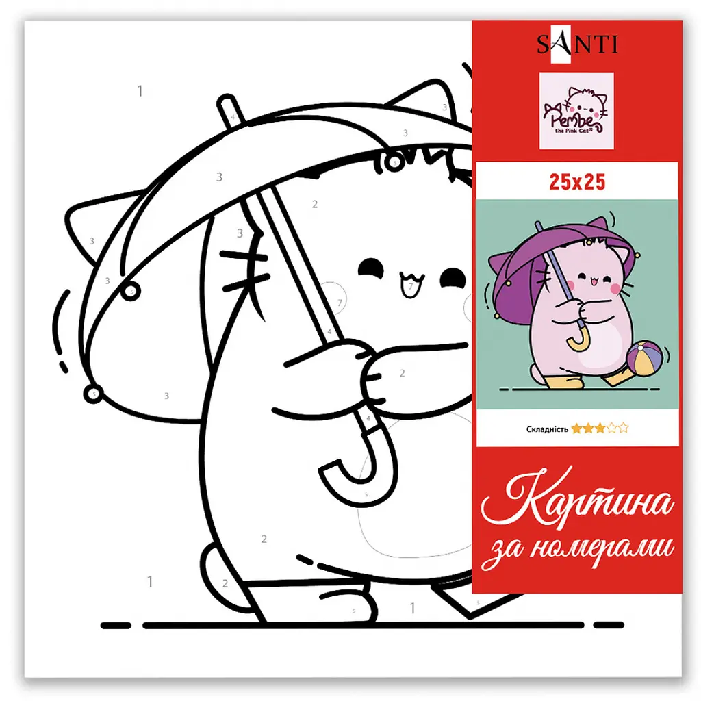 Картина за номерами Santi Pembe the Cat. Kitty with umbrella 25х25 см (955658) - фото 2