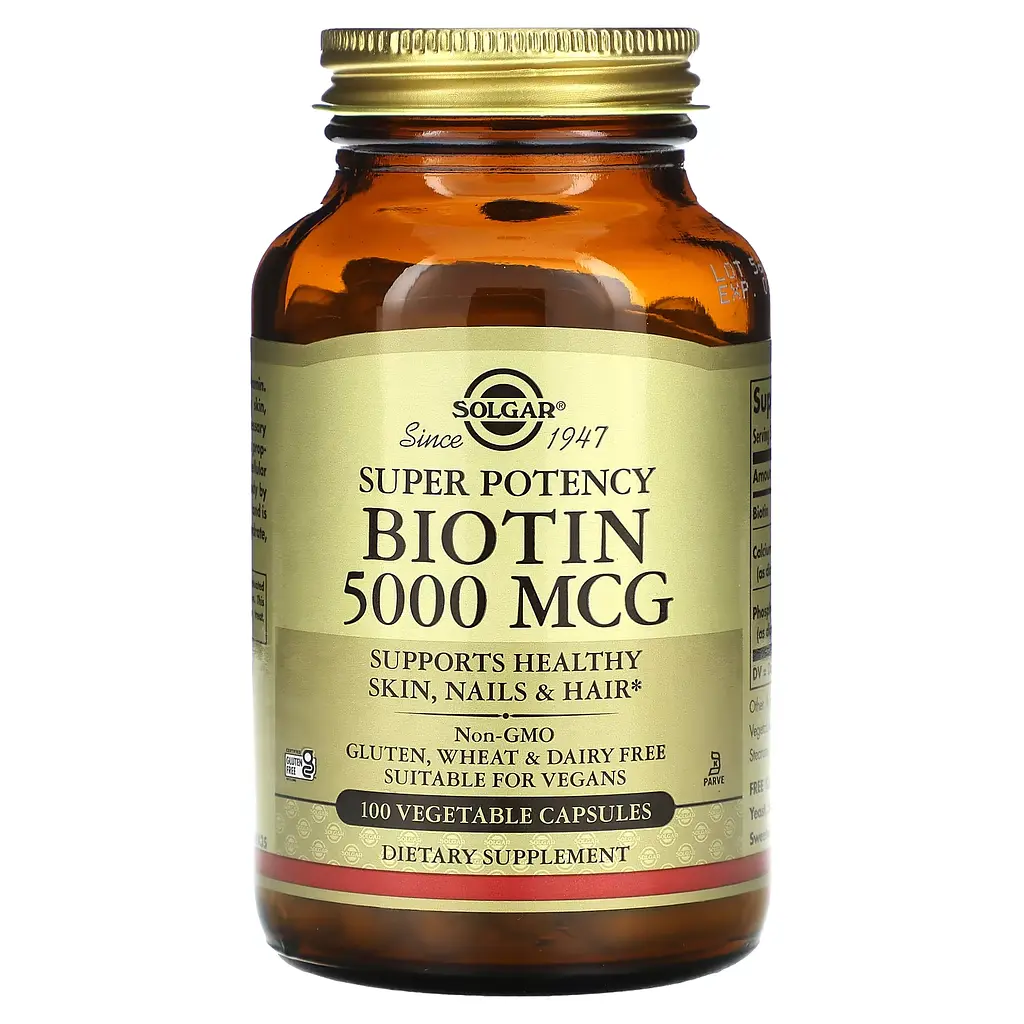 Біотин з Кальцієм та Фосфором Biotin 5000 мкг - 100 вег. капсул