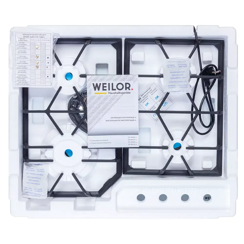 Поверхность газовая на металле Weilor GM W 604 WH - фото 11