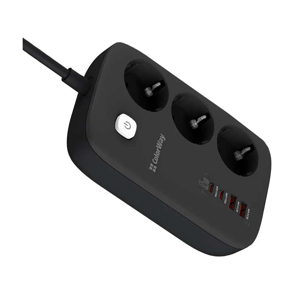 Мережевий фільтр живлення ColorWay CW-CHE34PDB 3 роз/4USB GaN3 Pro (CW-CHE34PDB) - фото 7