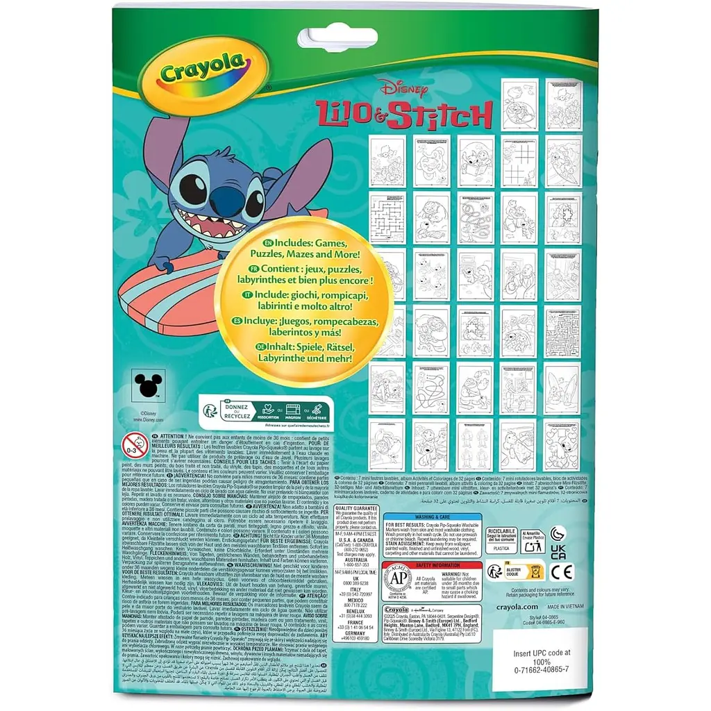 Раскраска Crayola Lilo & Stitch 32 страницы и 7 фломастеров - фото 7