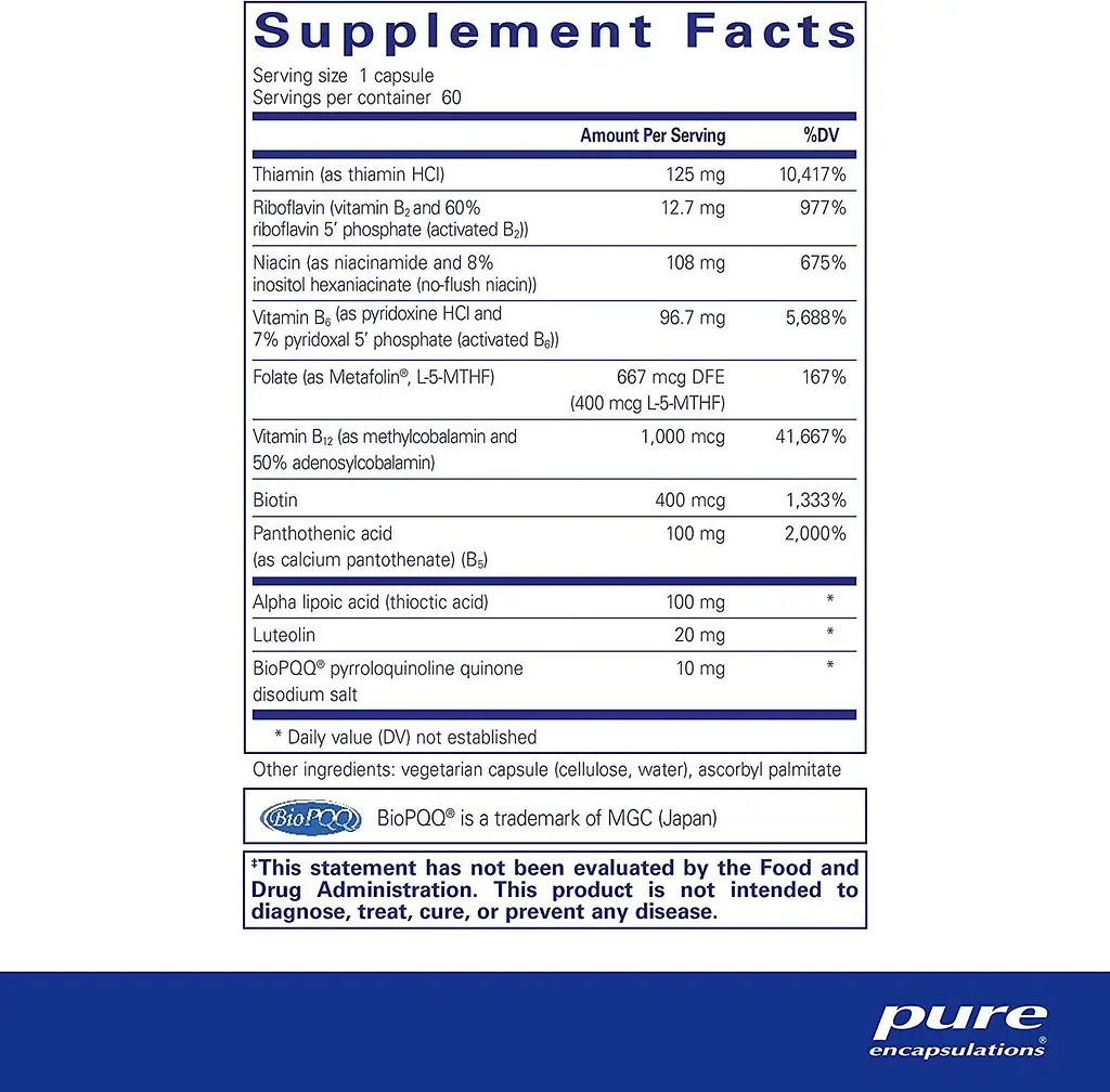 Вітаміни групи В Pure Encapsulations Ultra B-Complex with PQQ 60 капс - фото 2