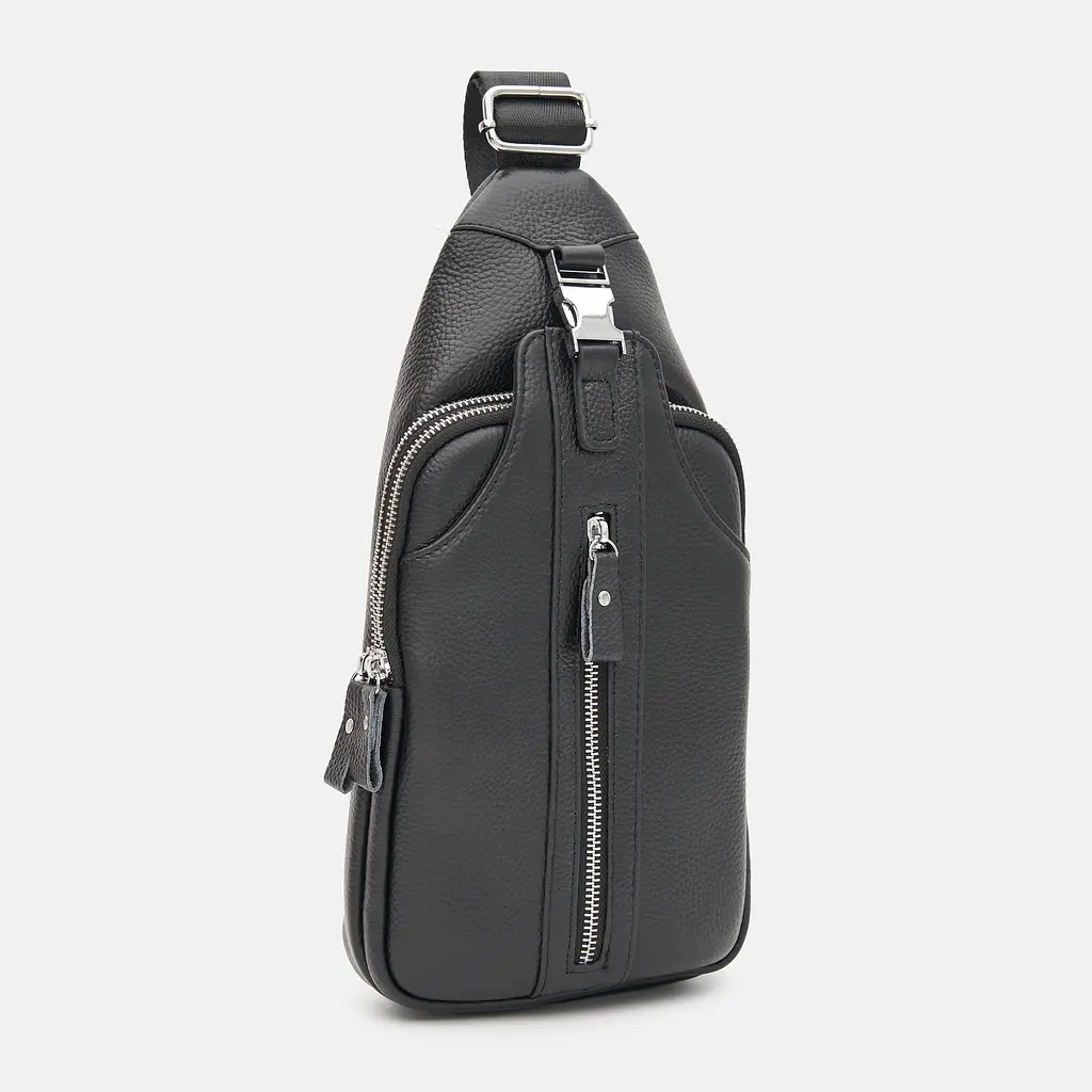 Сумка-слінг чорна шкіряна Tiding Bag F-A25F-5003A - фото 4