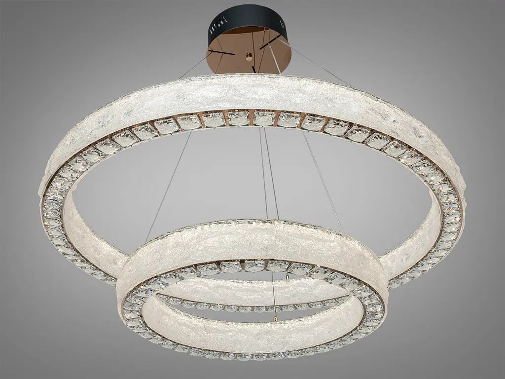 LED підвісна люстра Diasha 662/800+500GD 2 кільця золото 142Вт пульт - фото 3