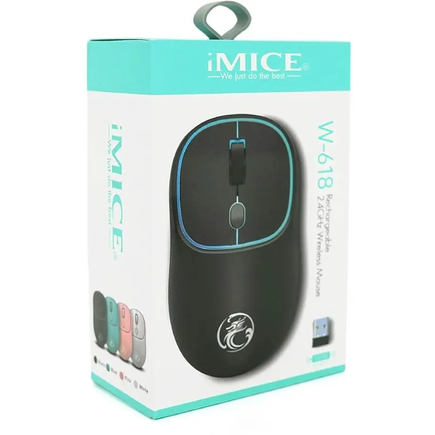 Ігрова миша бездротова iMICE W618, 4 кнопок, акумулятор, 1600dpi, 2.4Ghz, Black - фото 11