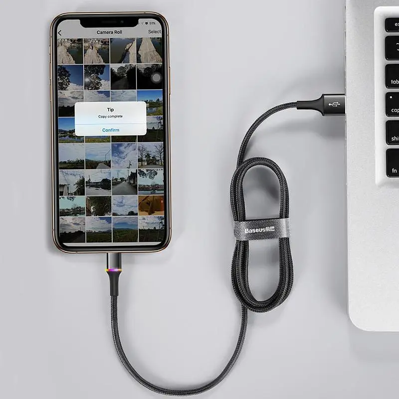 Кабель Baseus Halo Cable USB to Lightning 2.4A 1m CALGH-B01 Black - фото 4
