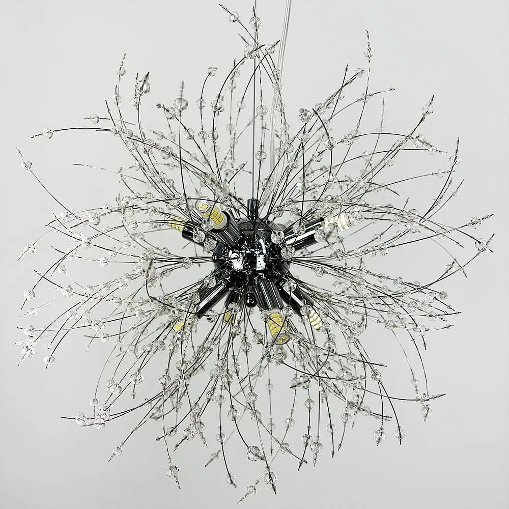 Пухнастий підвісний світильник у вигляді кульбаби в корпусі хром Ø 40 см | Арт. AS 155/400 P CH | Line F - фото 5