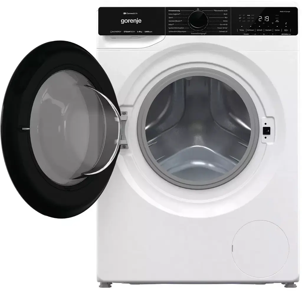 Пральна машина Gorenje фронтальна, 8кг, 1400, A+++, 55см, дисплей, інвертор, пара, Wi-Fi, білий (WPNA84ATSWIFI3) - фото 2