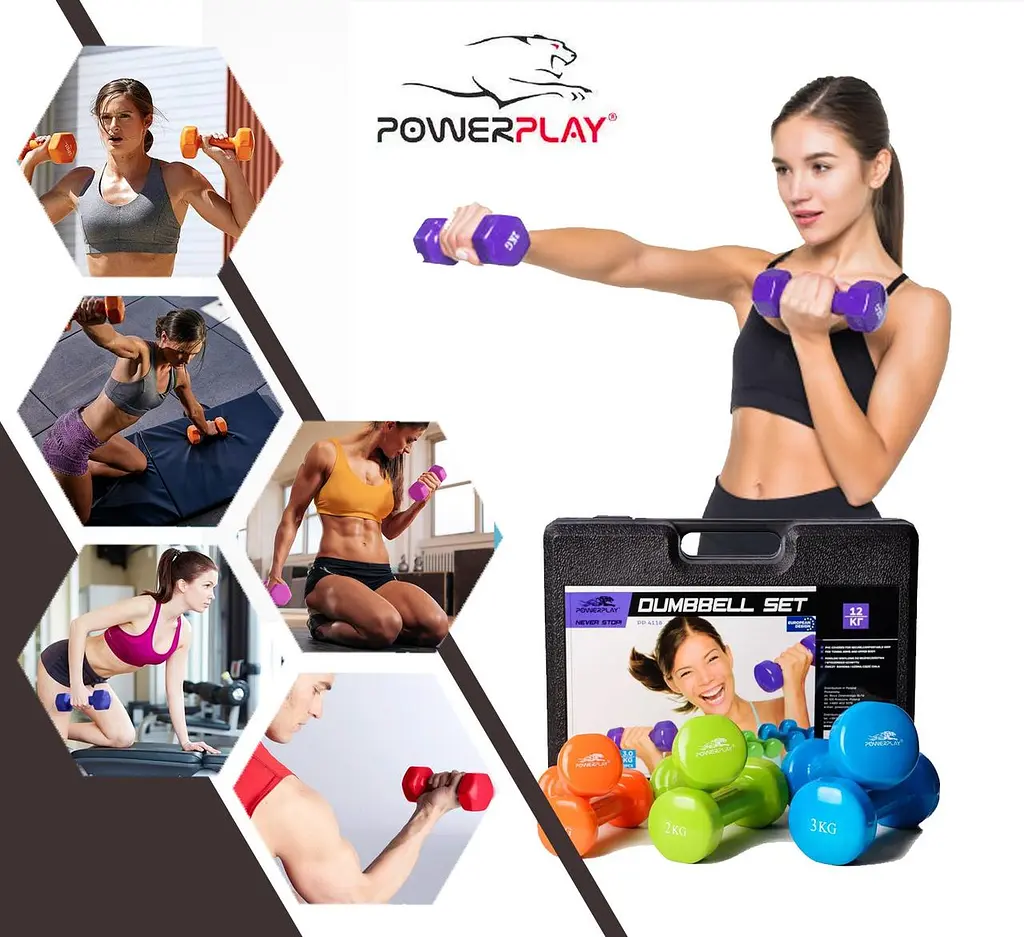Комплект гантелей в кейсе PowerPlay 12 кг fit0007863 - фото 7