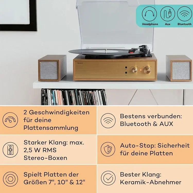 Стереосистема проигрыватель винила Auna Berklee TT Play (10040460) - фото 6