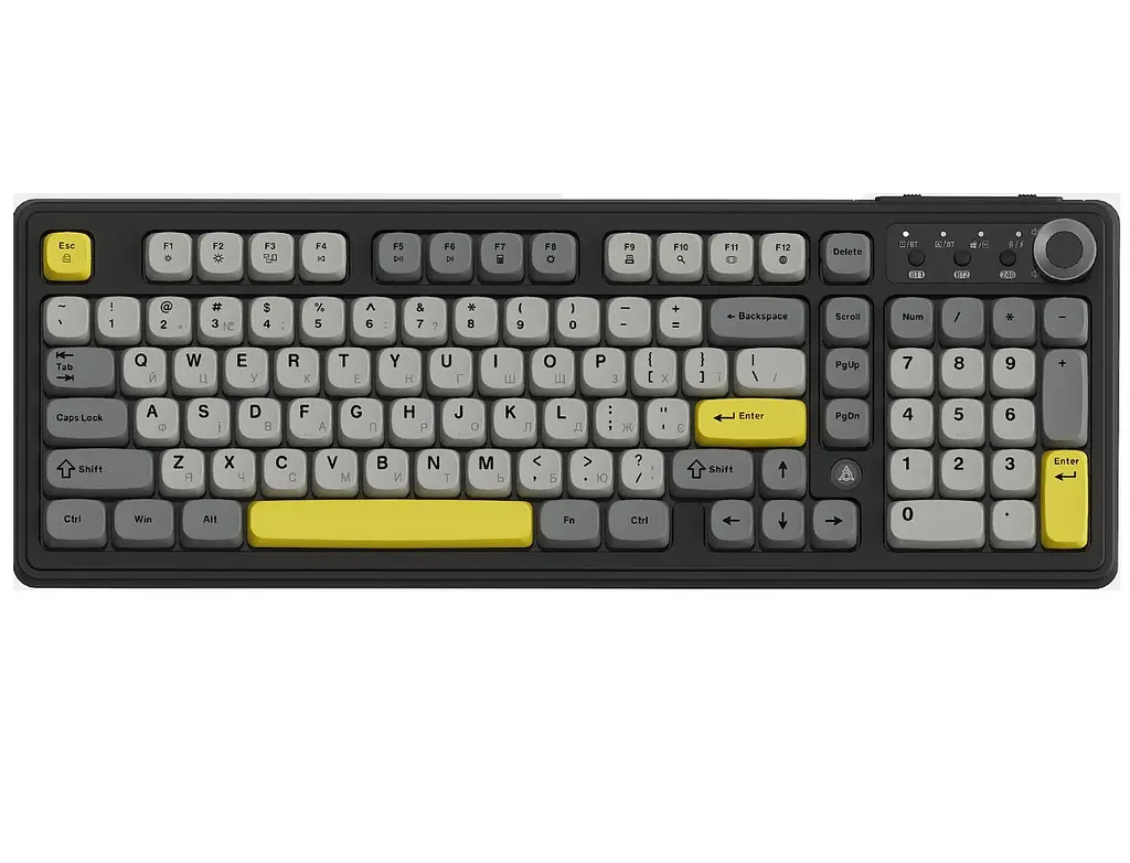 Клавіатура ігрова бездротова Ajazz AF-BGY-98 Plus Black-Gray-Yellow 2.4G/Bluetooth/USB - фото 2