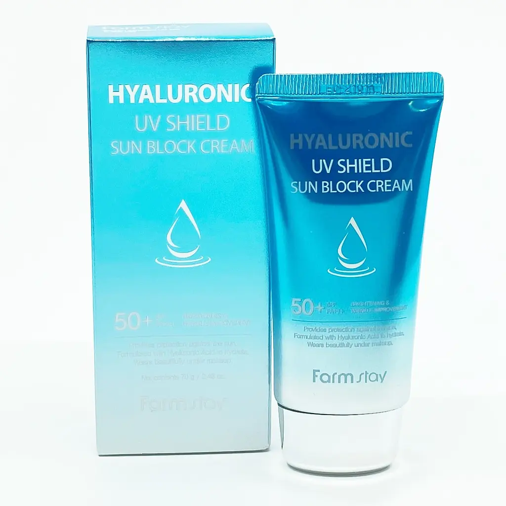 Сонцезахисний крем SPF50+ PA+++ HYALURONIC UV SHIELD SUN BLOCK CREAM Farmstay 70 мл - фото 2