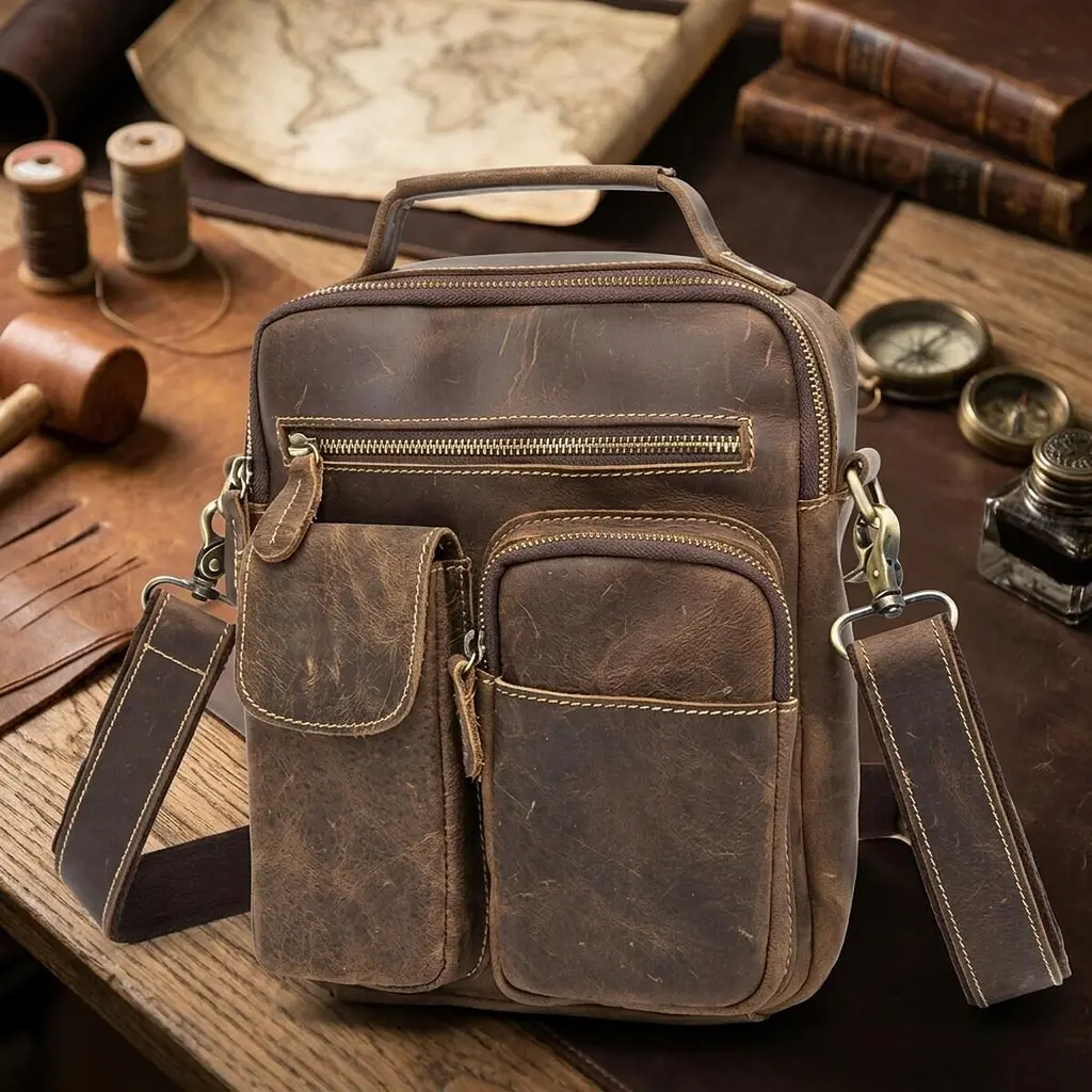Сумка чоловіча Crazy horse 14692 Vintage коричнева - фото 4
