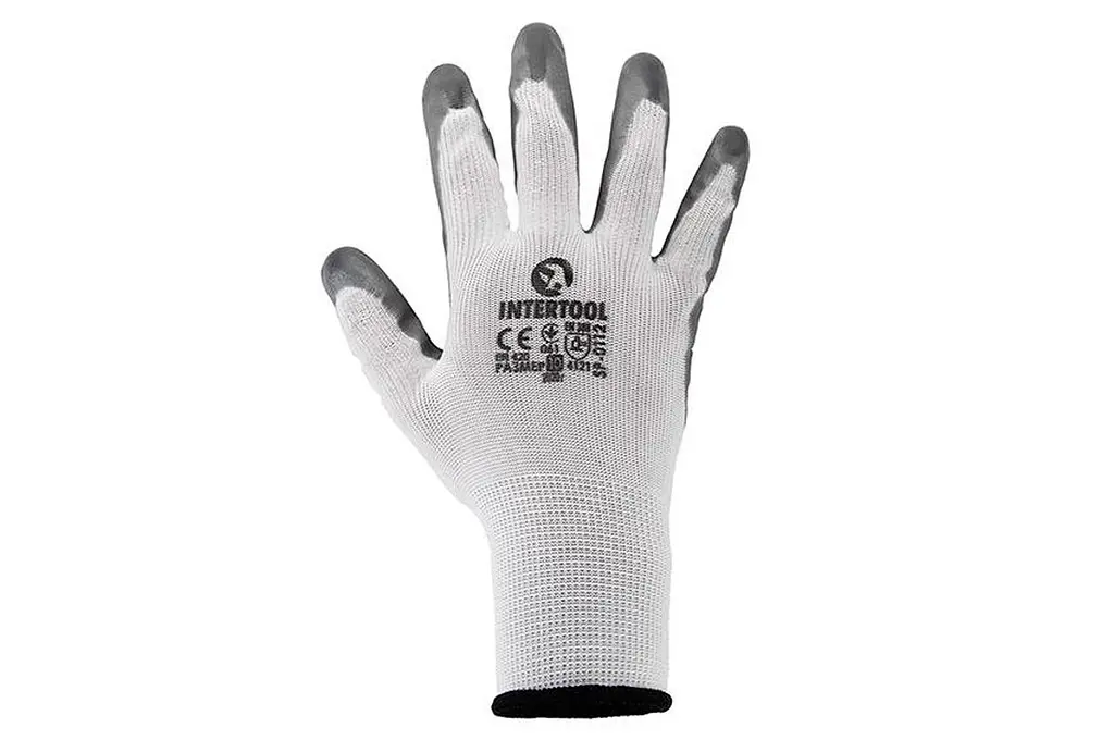 Рукавички робочі захисні Intertool з нітриловим покриттям 10" біло-сірі (в упаковці 12 шт.) - фото 2