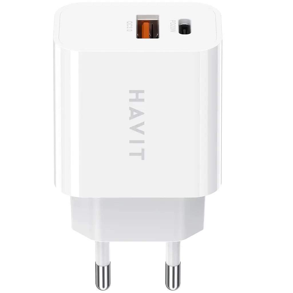 Зарядний пристрій Havit 20W USB та Type-C білий (HV-UCP007)