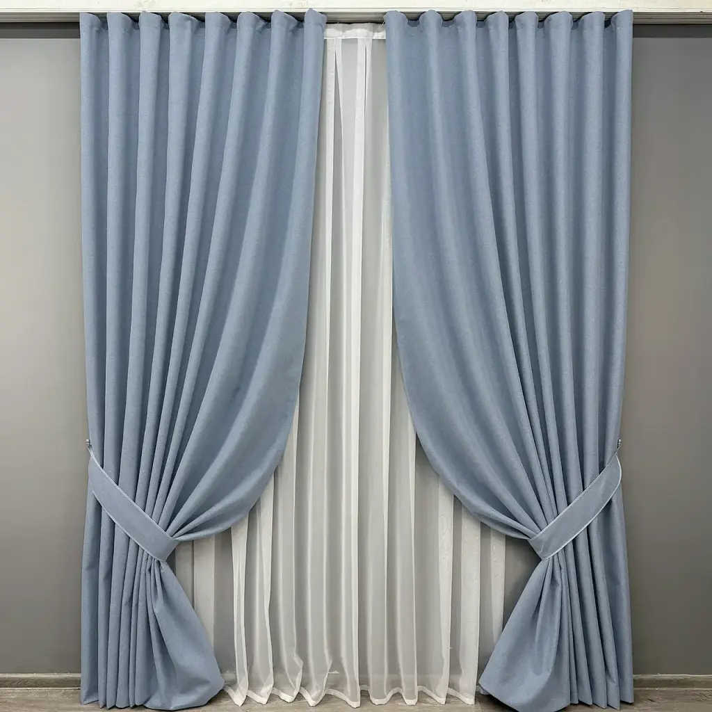 Комплект штор VR-Textil Ashen Night блекаут 2 шт 150x290 см блакитний (1839ш) - фото 2