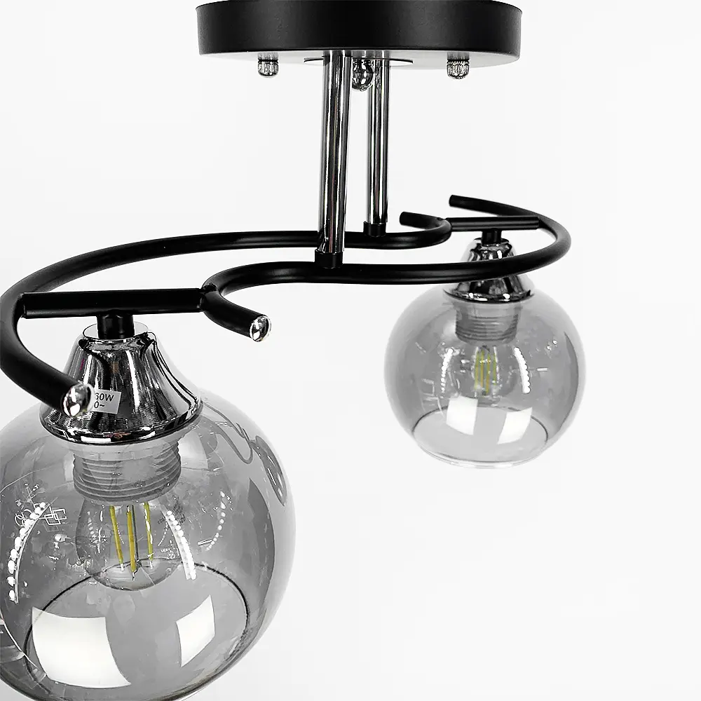 Современная люстра в черном корпусе на 2 графитовых плафона Ст. 11585/2D | Line F - фото 5