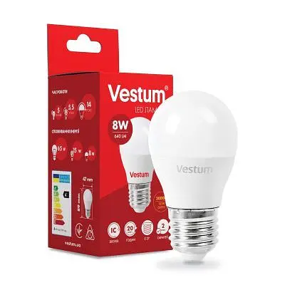 Лампочка Vestum G45 8W 3000K 220V E27 (1-VS-1210) - фото 2